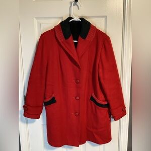Women's Red Coat with Black Accents